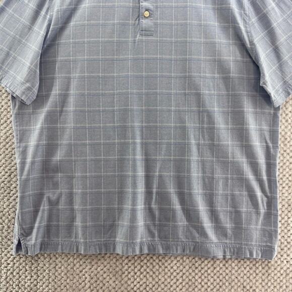 Jos A Bank Traveler Shirt Mens XL Blue Plaid Traditional Fit Polo Short Sleeve - Picture 4 of 11